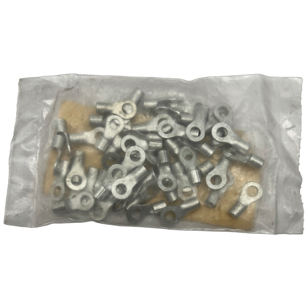 Bag of metal terminals on a white background