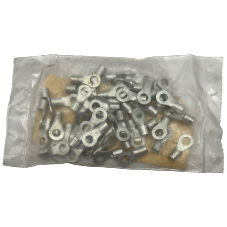 Bag of metal terminals on a white background