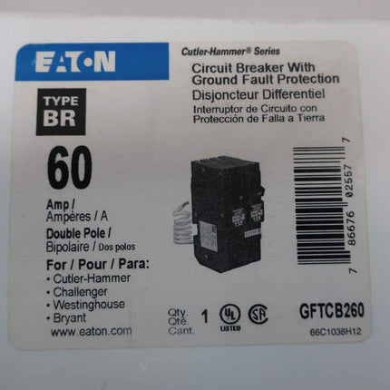 Eaton GFTCB260 - 60 Amp BR Ground Fault Circuit Breaker