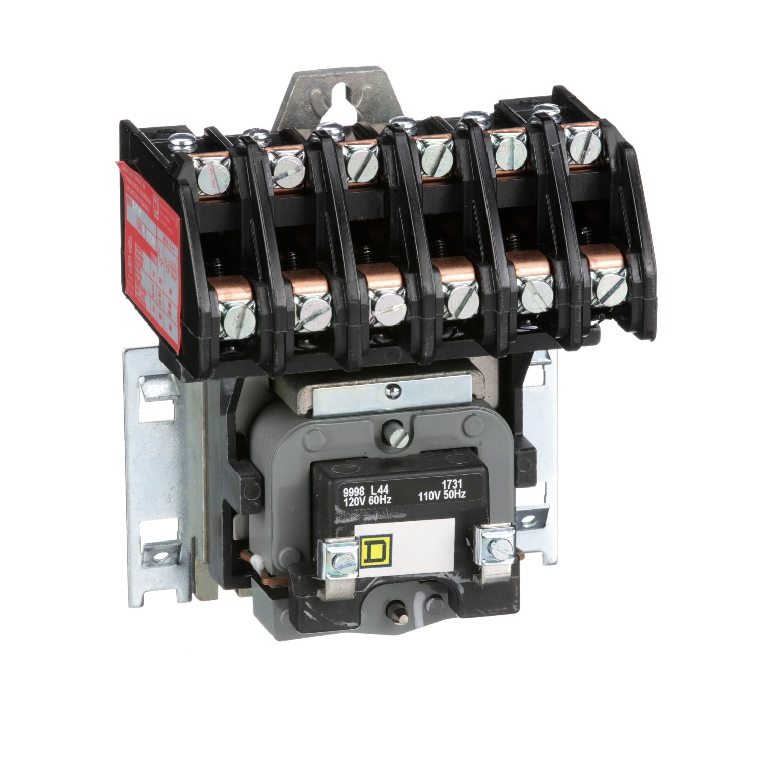 Electrical contactor on a white background