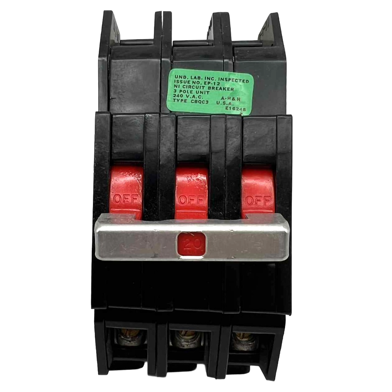 Arrow-Hart CBQC 20 Amp, 3 Pole Circuit Breaker
