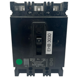 Electrical circuit breaker with label on a white background