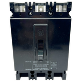 Black electrical circuit breaker with GE logo on a white background