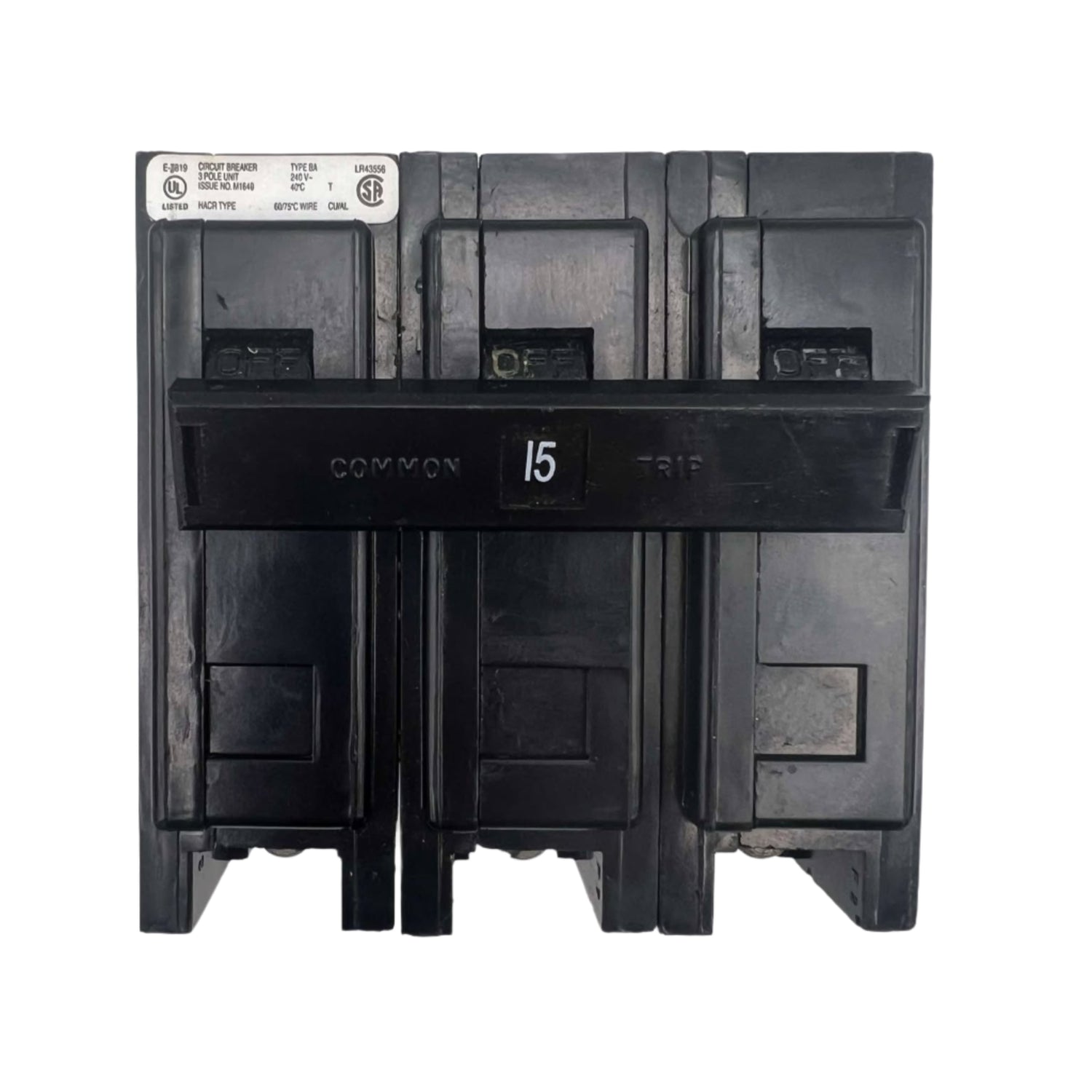 Eaton BAB 15 Amp, 3 Pole Bolt-On Circuit Breaker
