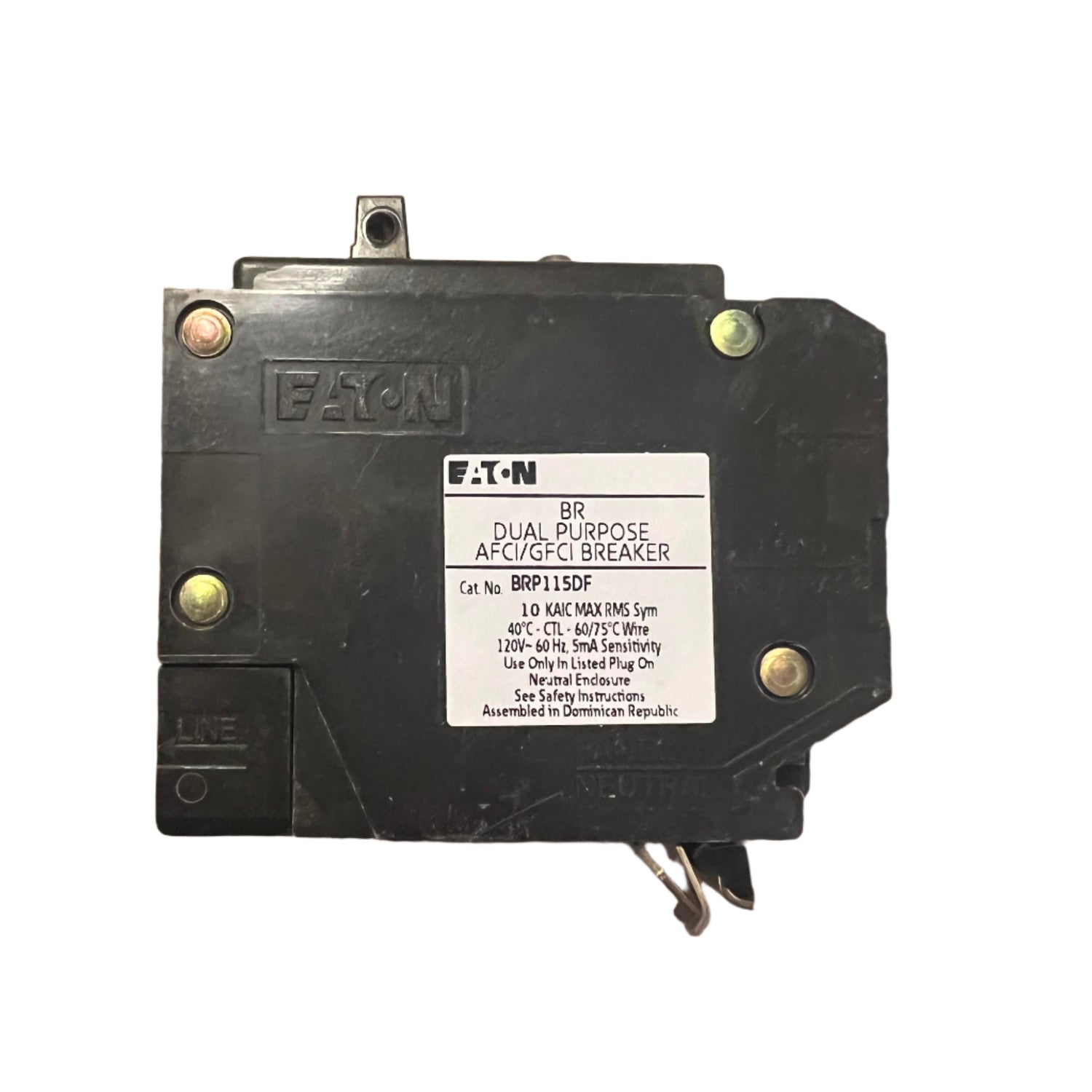 Eaton BRP 1 Pole, 15 Amp Dual Function Circuit Breaker