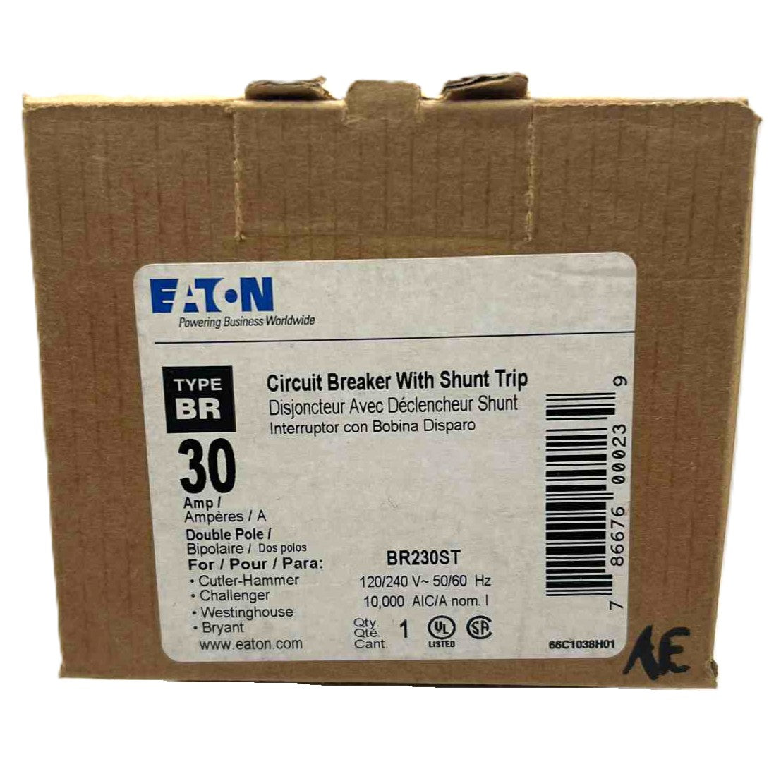 Eaton BR 2 Pole, 30 Amp Circuit Breaker with Shunt Trip