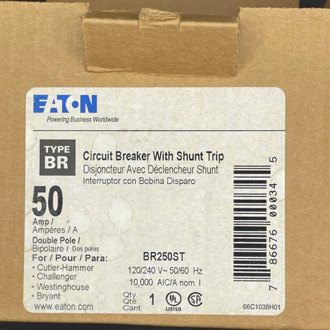 Eaton BR 2 Pole, 50 Amp Circuit Breaker with Shunt Trip