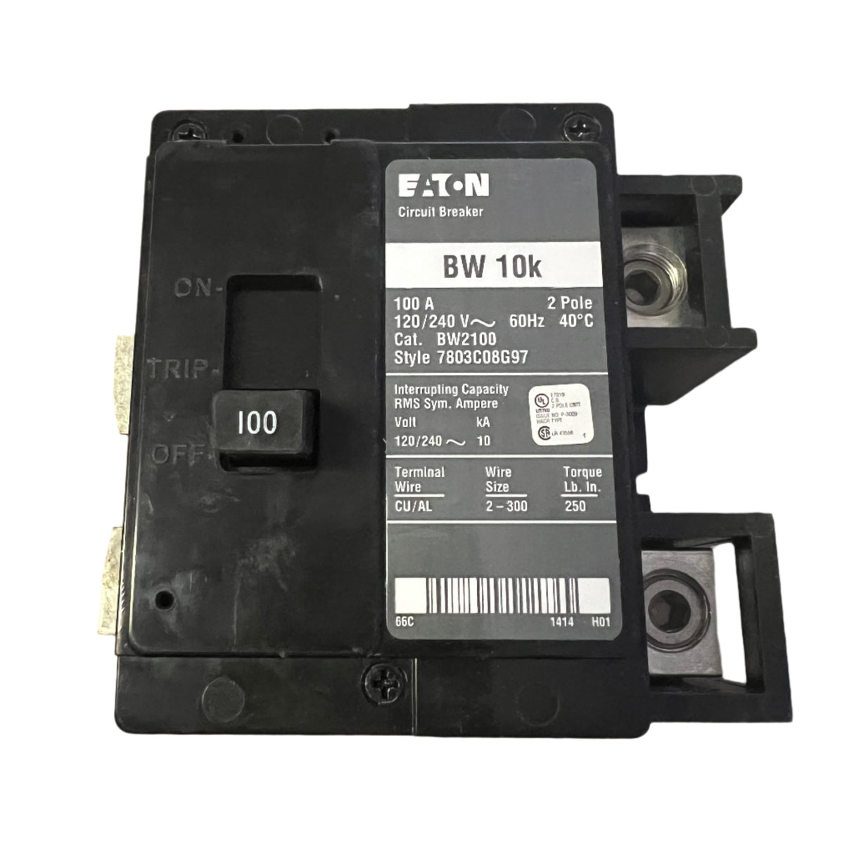 Eaton BW2100 - 100 Amp, Bolt-On Main Circuit Breaker