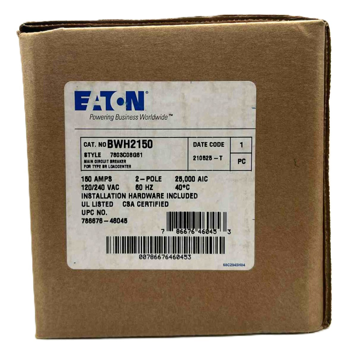 Eaton BWH 2 Pole, 150 Amp Bolt-On Circuit Breaker