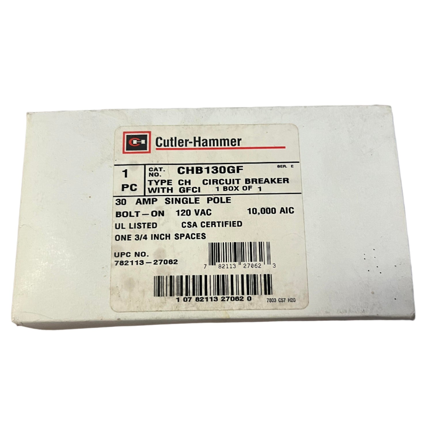 Eaton CHB 1 Pole, 30 Amp, Bolt-On GFCI Circuit Breaker