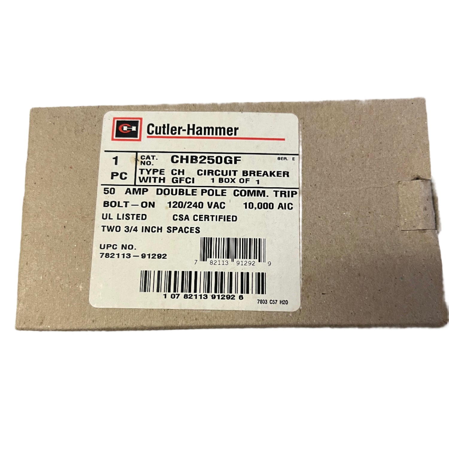 Eaton CHB 2 Pole, 50 Amp, Bolt-On GFCI Circuit Breaker