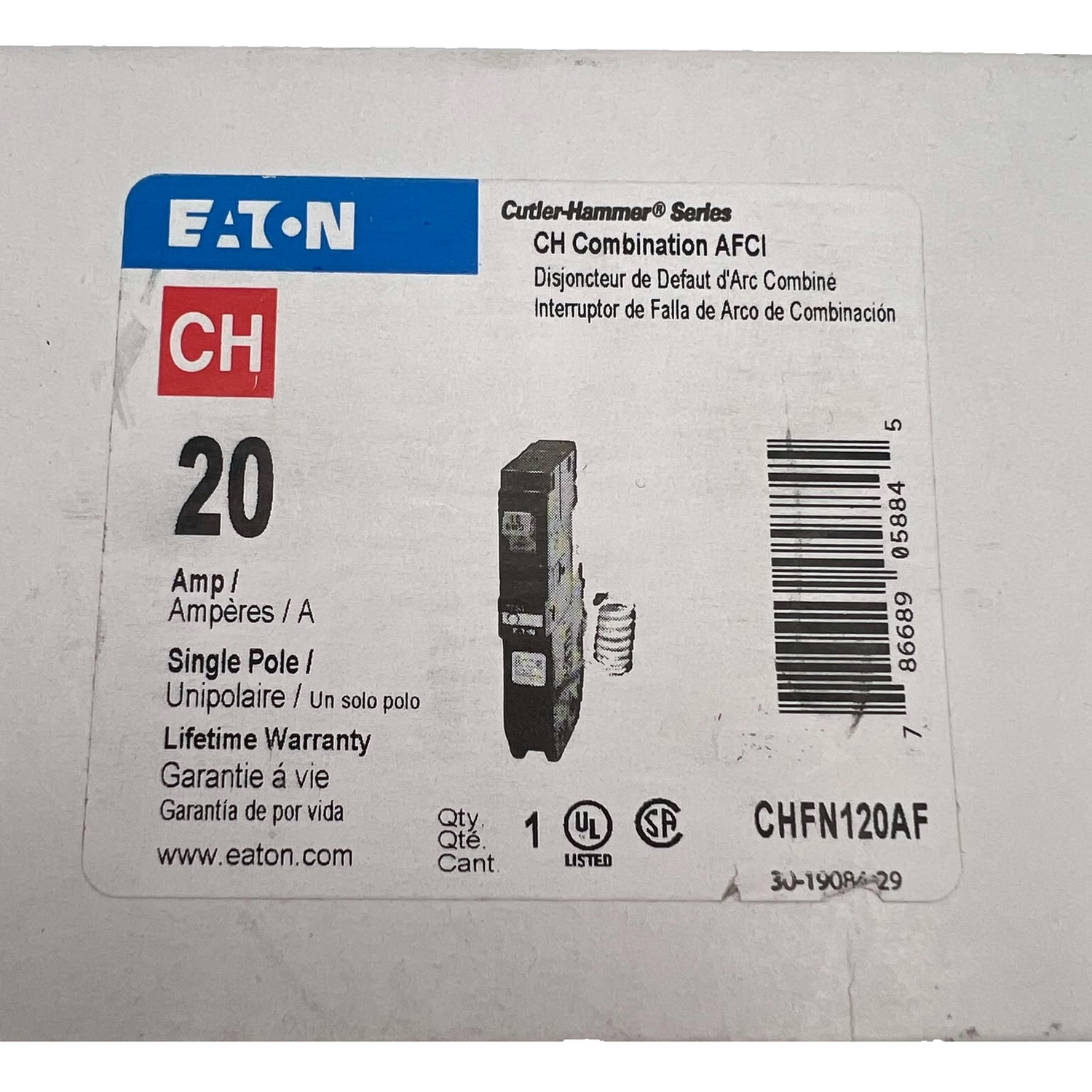 Eaton CHFN 20 Amp Circuit Breaker with Arc Fault Protection