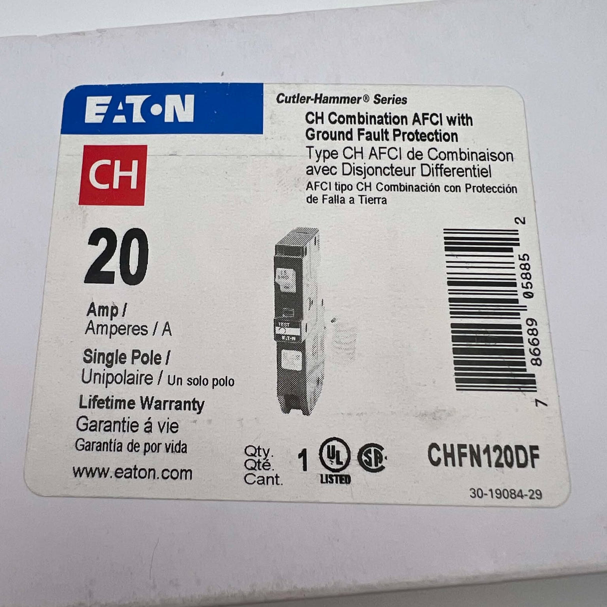 Eaton CHFN120DF - 20 Amp Dual Function Circuit Breaker