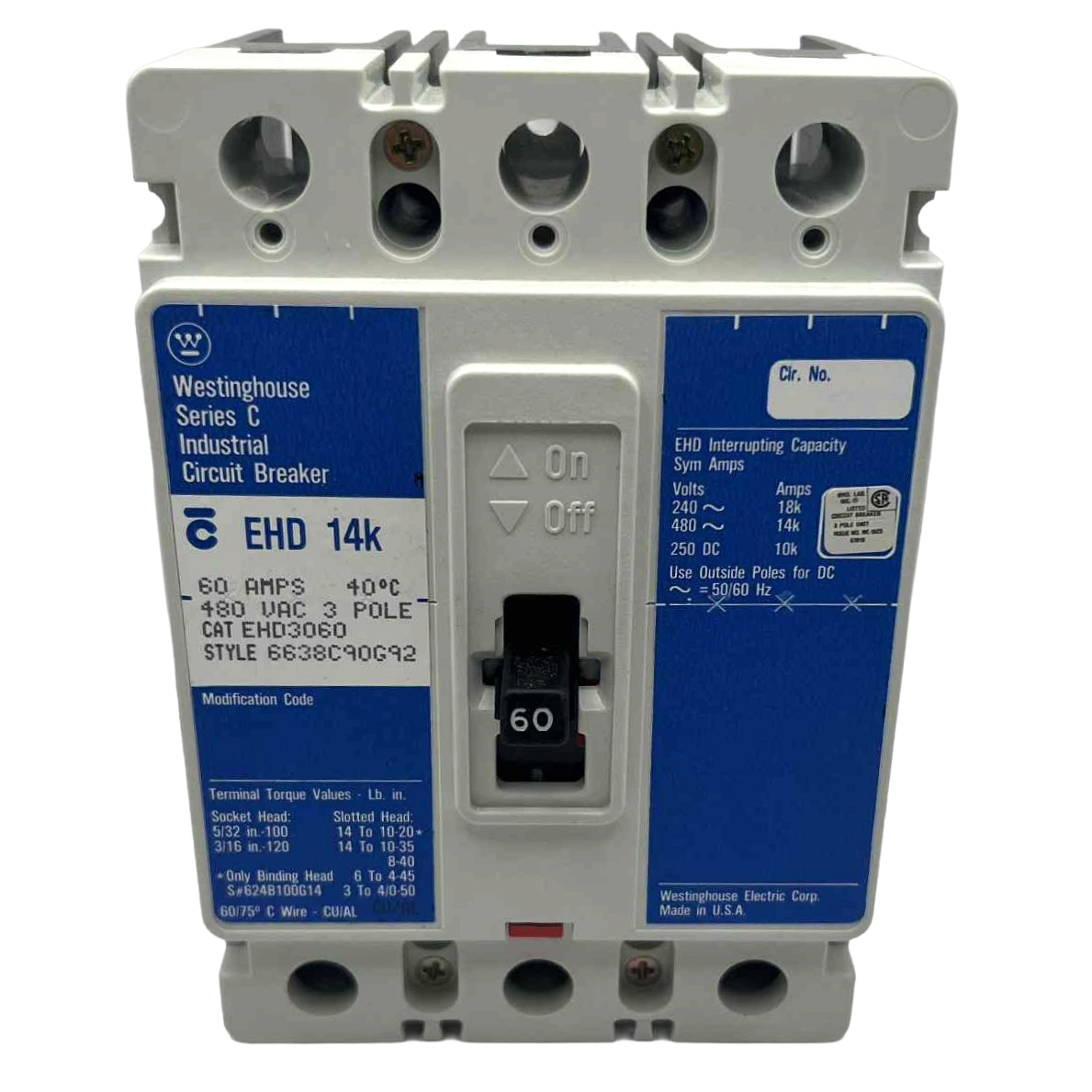 Eaton EHD 3 Pole, 60 Amp Circuit Breaker
