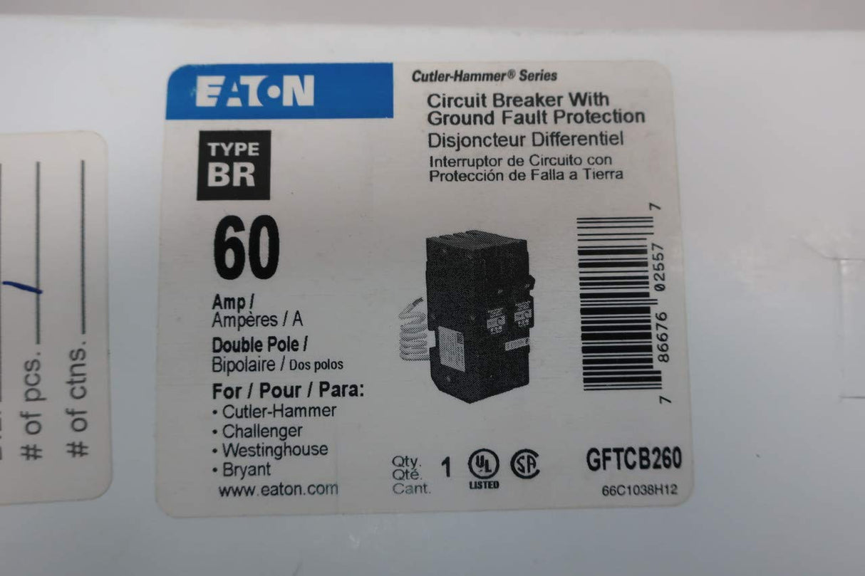 Eaton GFTCB260 - 60 Amp BR Ground Fault Circuit Breaker