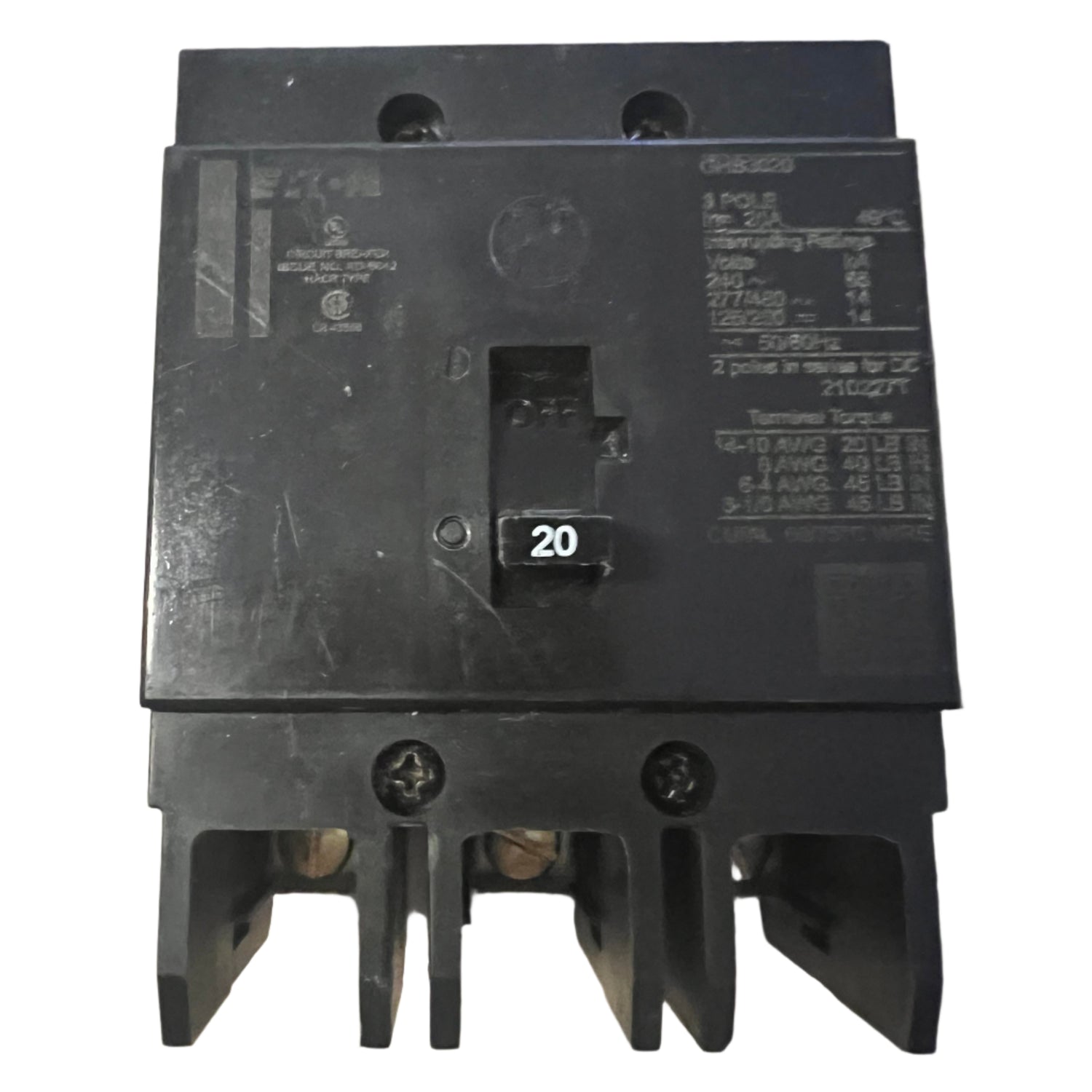 Eaton GHB 20 Amp, 3 Pole Bolt-On Circuit Breaker