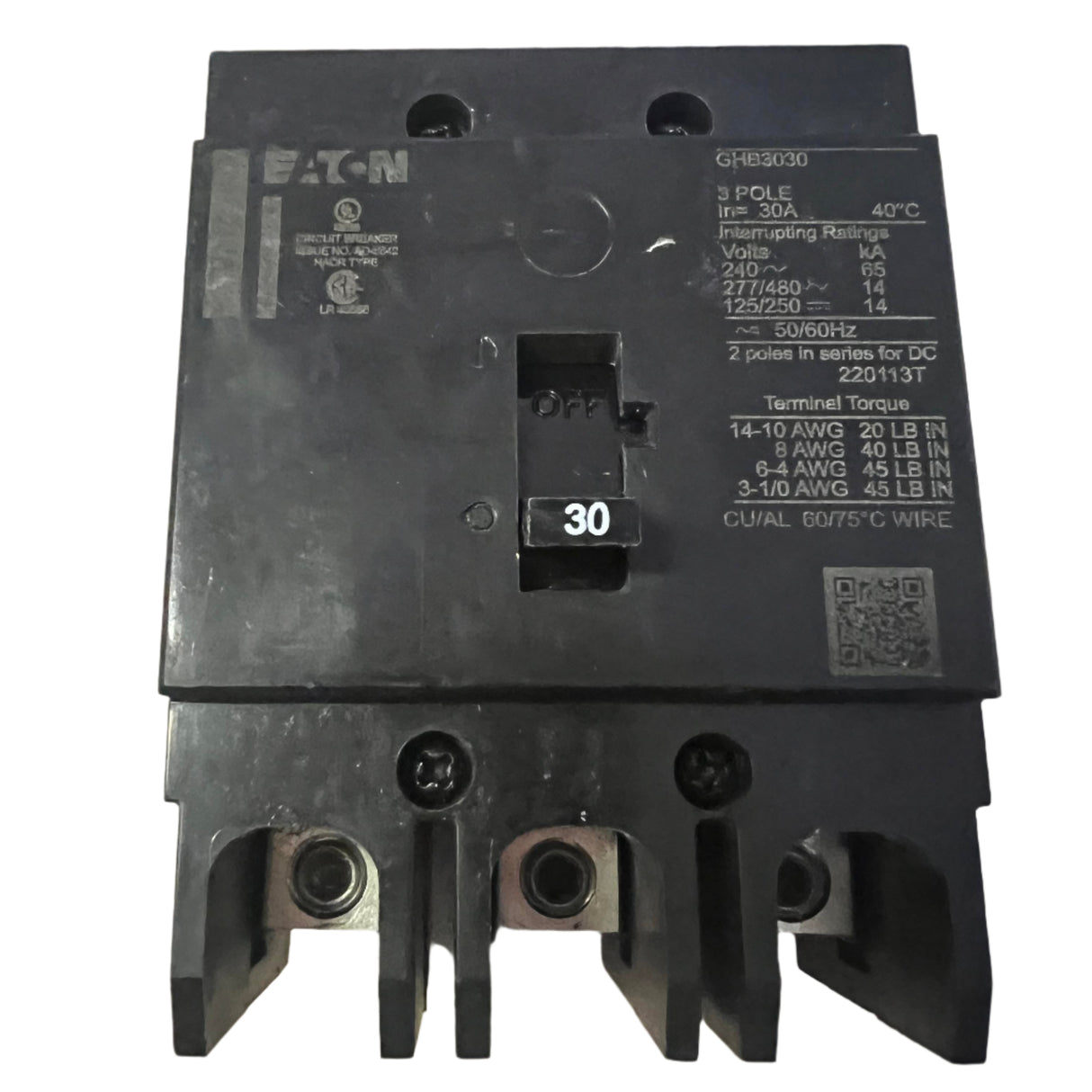 Eaton GHB 30 Amp, 3 Pole Bolt-On Circuit Breaker