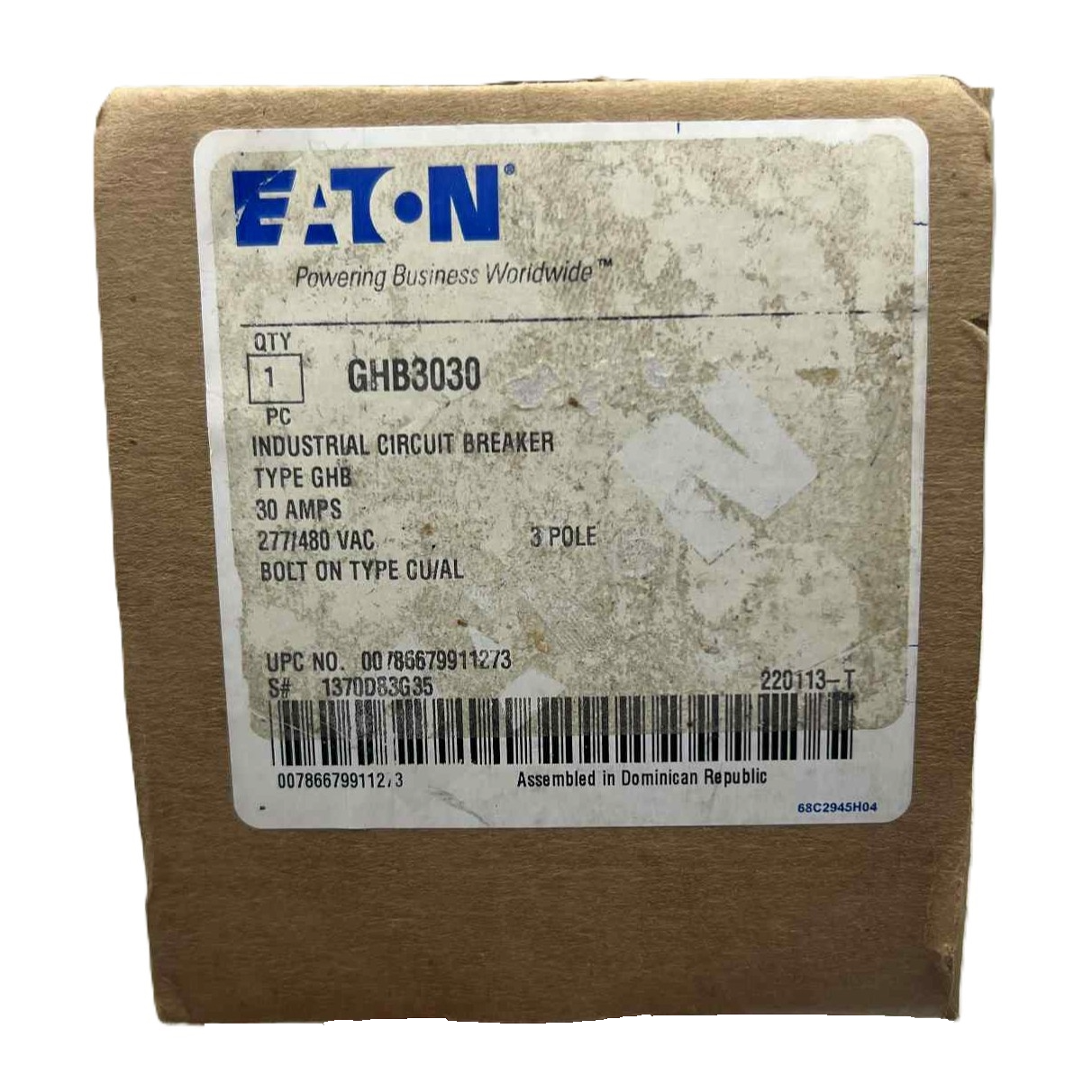 Eaton GHB 30 Amp, 3 Pole Bolt-On Circuit Breaker