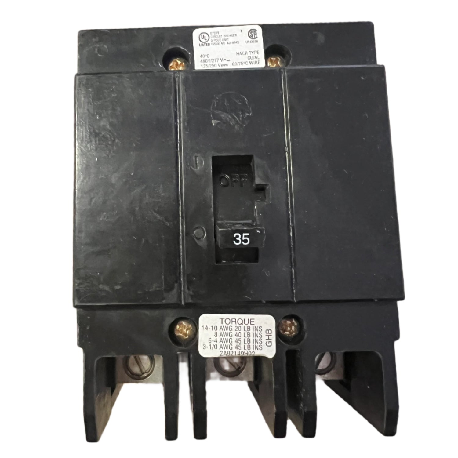 Eaton GHB 35 Amp, 3 Pole Bolt-On Circuit Breaker