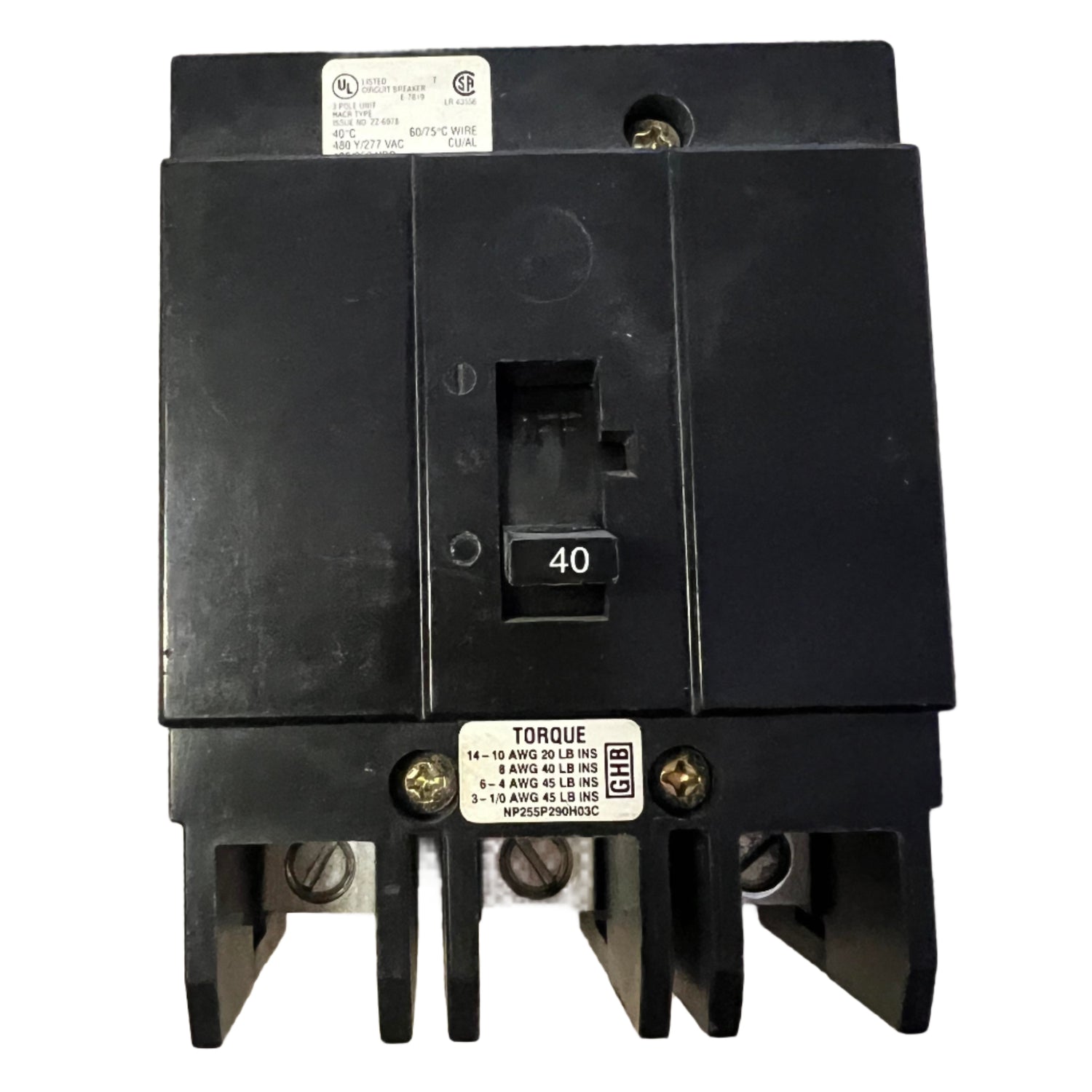 Eaton GHB 40 Amp, 3 Pole Bolt-On Circuit Breaker