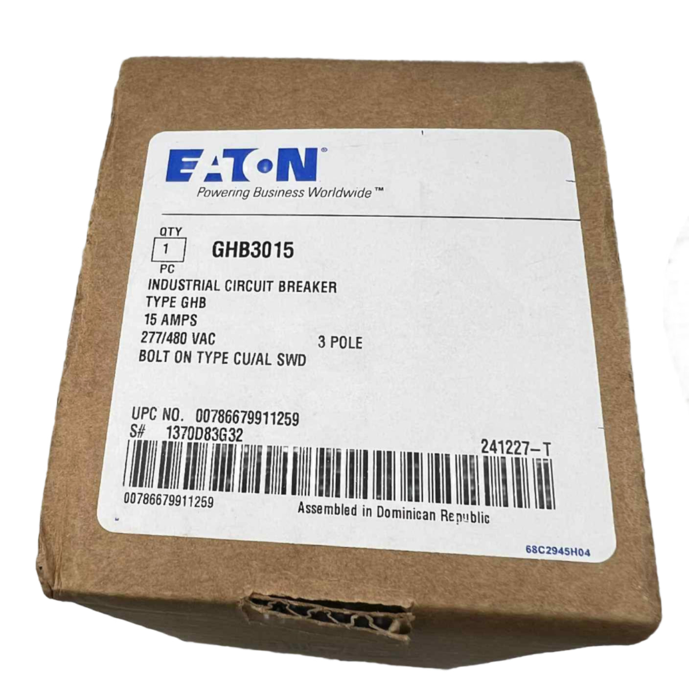 Eaton GHB 15 Amp, 3 Pole Bolt-On Circuit Breaker