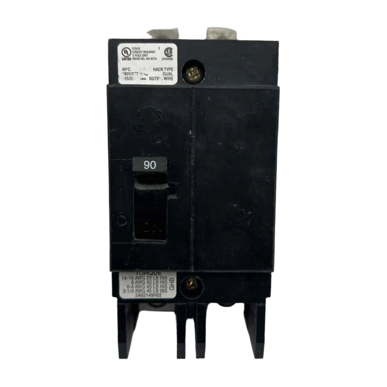 Eaton GHB 90 Amp, 2 Pole Bolt-On Circuit Breaker