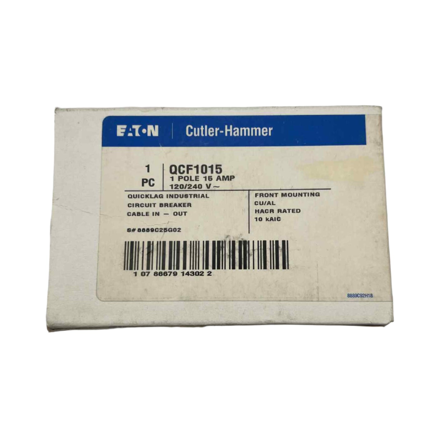 Eaton QCF 15 Amp, 1 Pole Quicklag Industrial Circuit Breaker