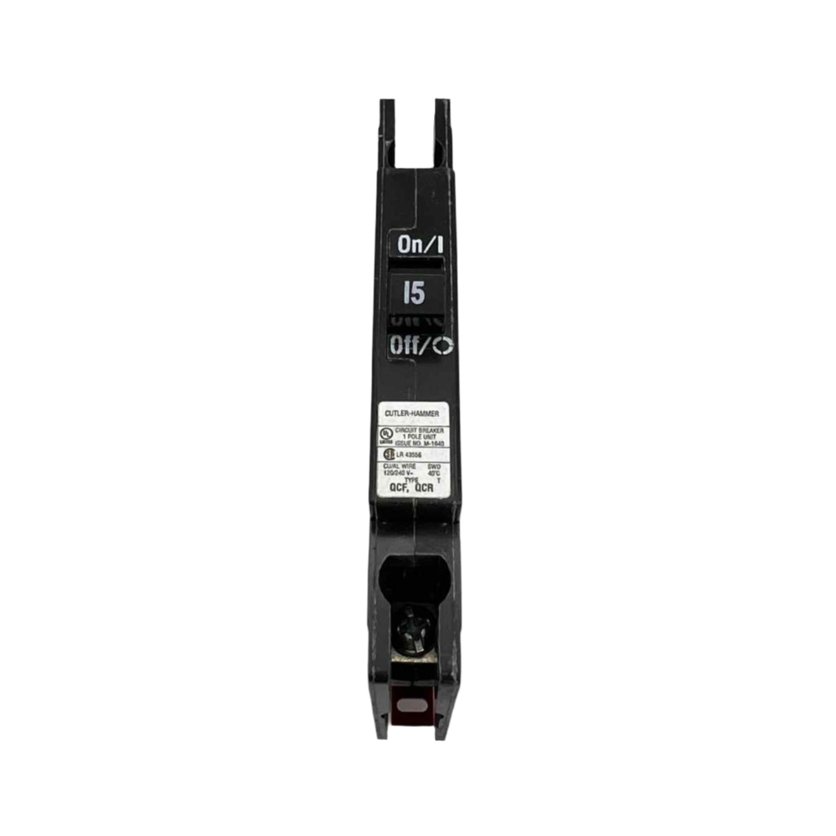 Eaton QCR 15 Amp, 1 Pole Quicklag Industrial Circuit Breaker with Ring or Spade Lug Terminals