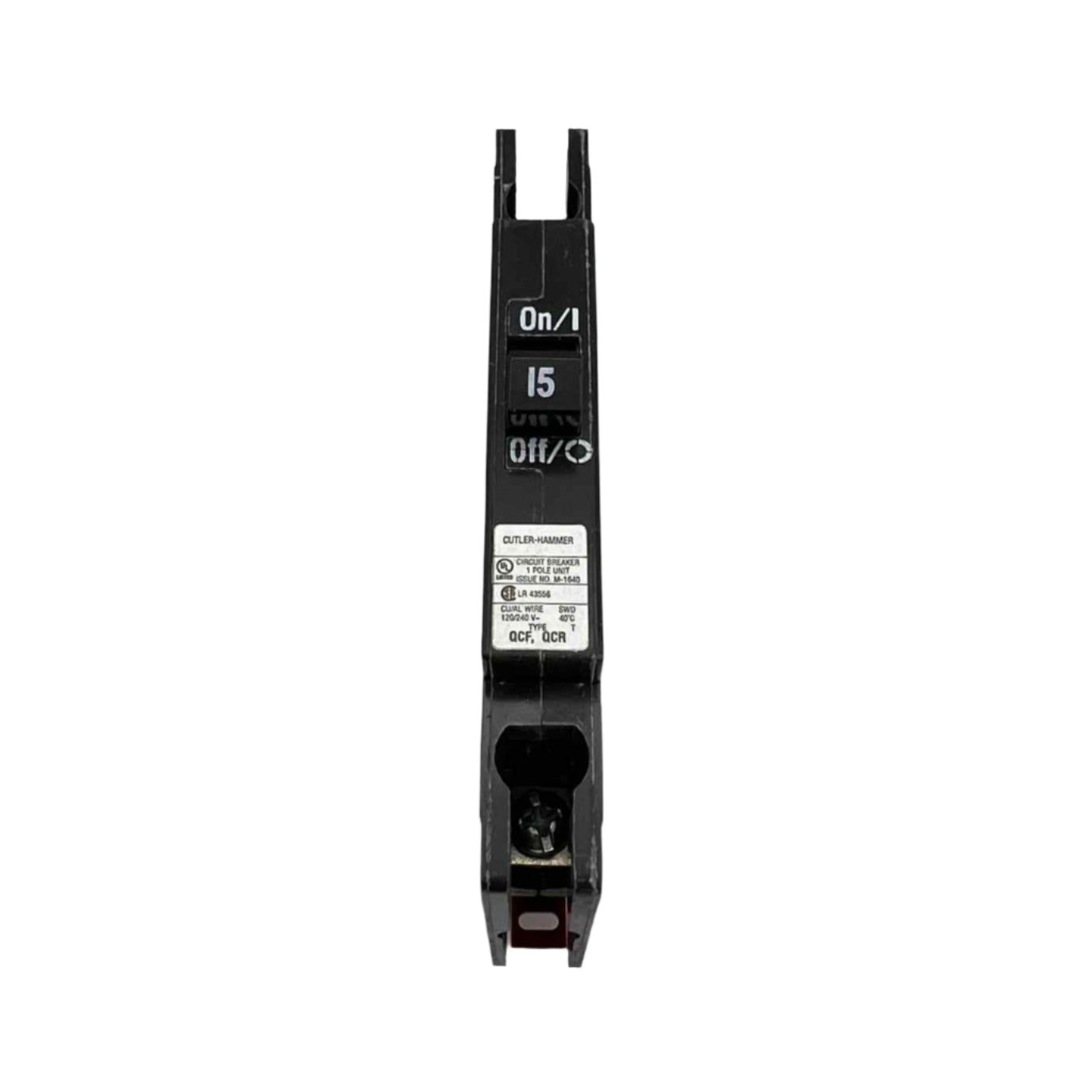 Eaton QCR 15 Amp, 1 Pole Quicklag Industrial Circuit Breaker with Ring or Spade Lug Terminals