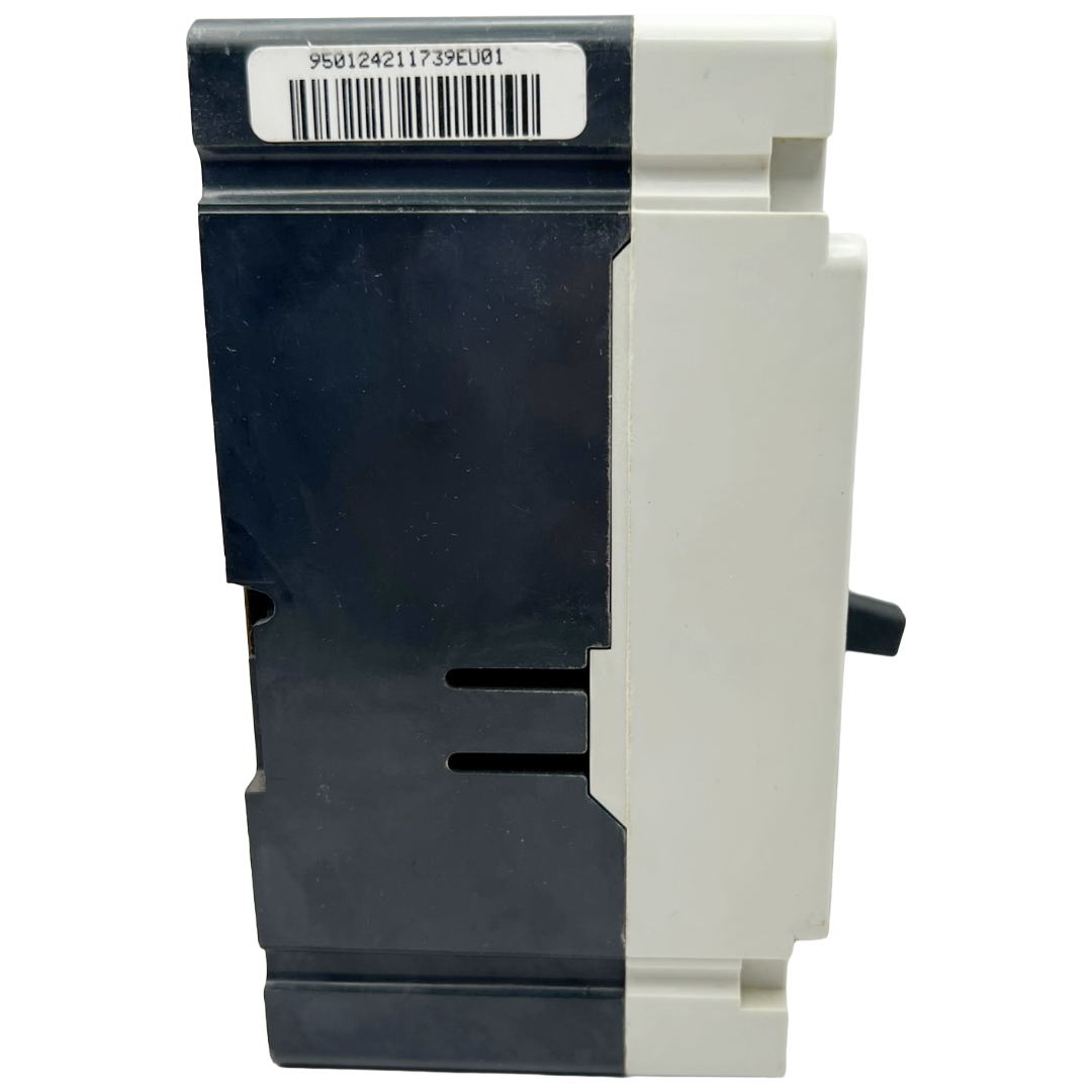 Electrical breaker with a barcode label on a white background