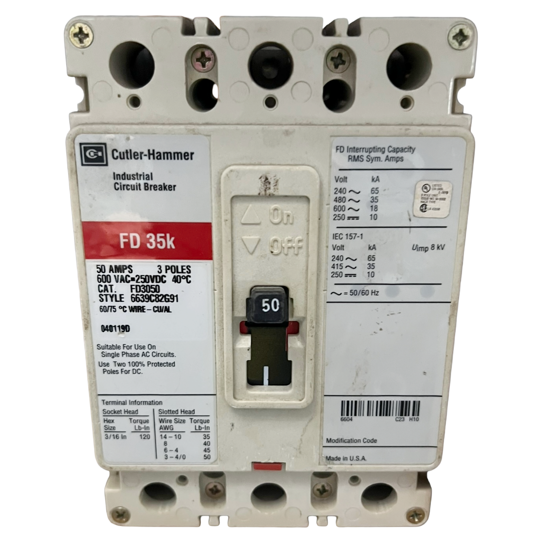Eaton Type FD 3 Pole, 50 Amp Circuit Breaker