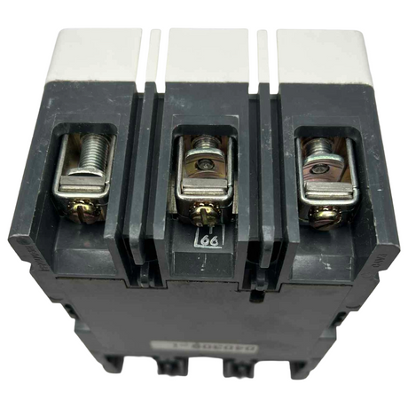 Three-phase electrical breaker on a white background