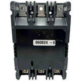 Black electrical circuit breaker with visible model number on a white background