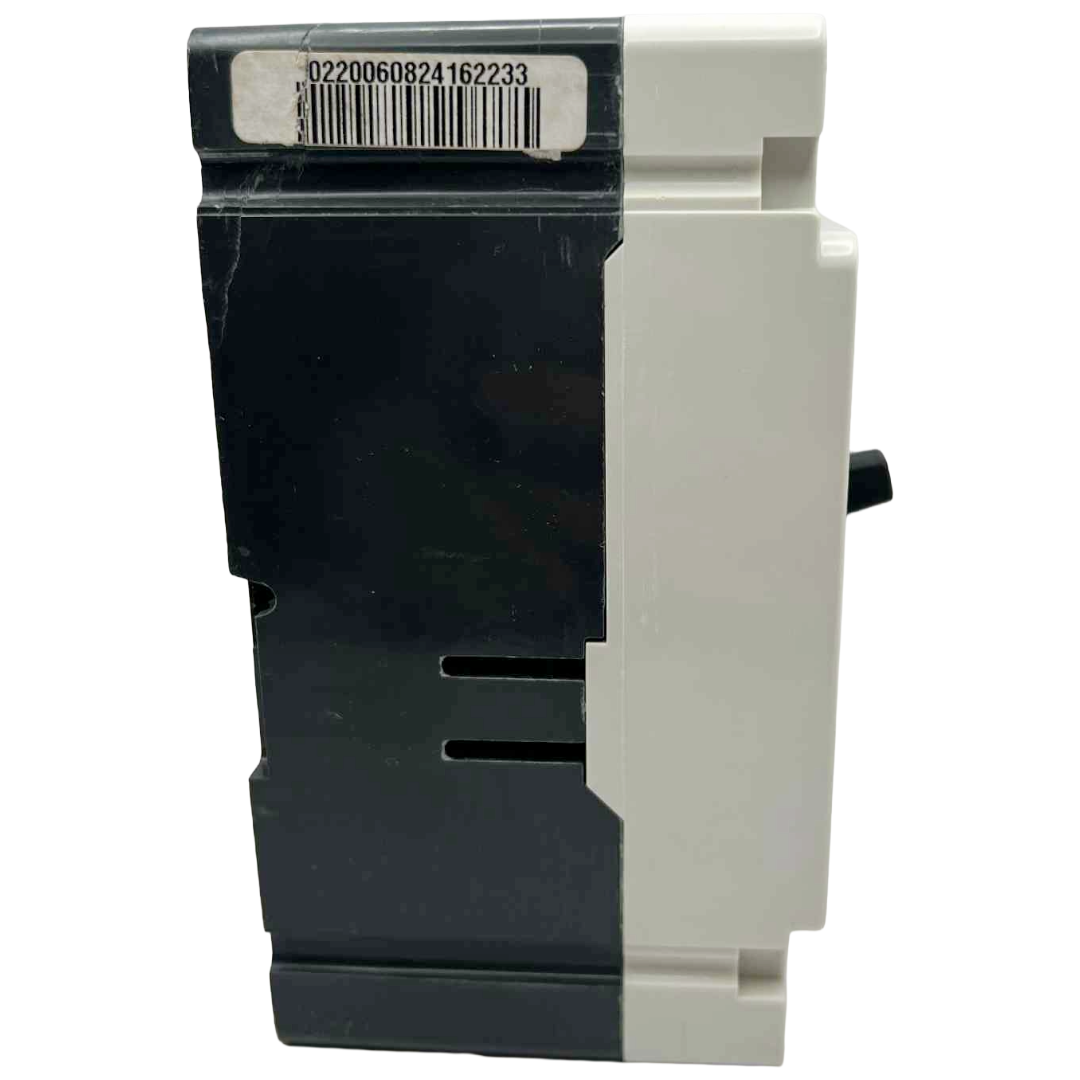 Electrical breaker with a barcode label on a white background