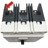 Electronic component with a red arrow pointing to a specific part on a white background