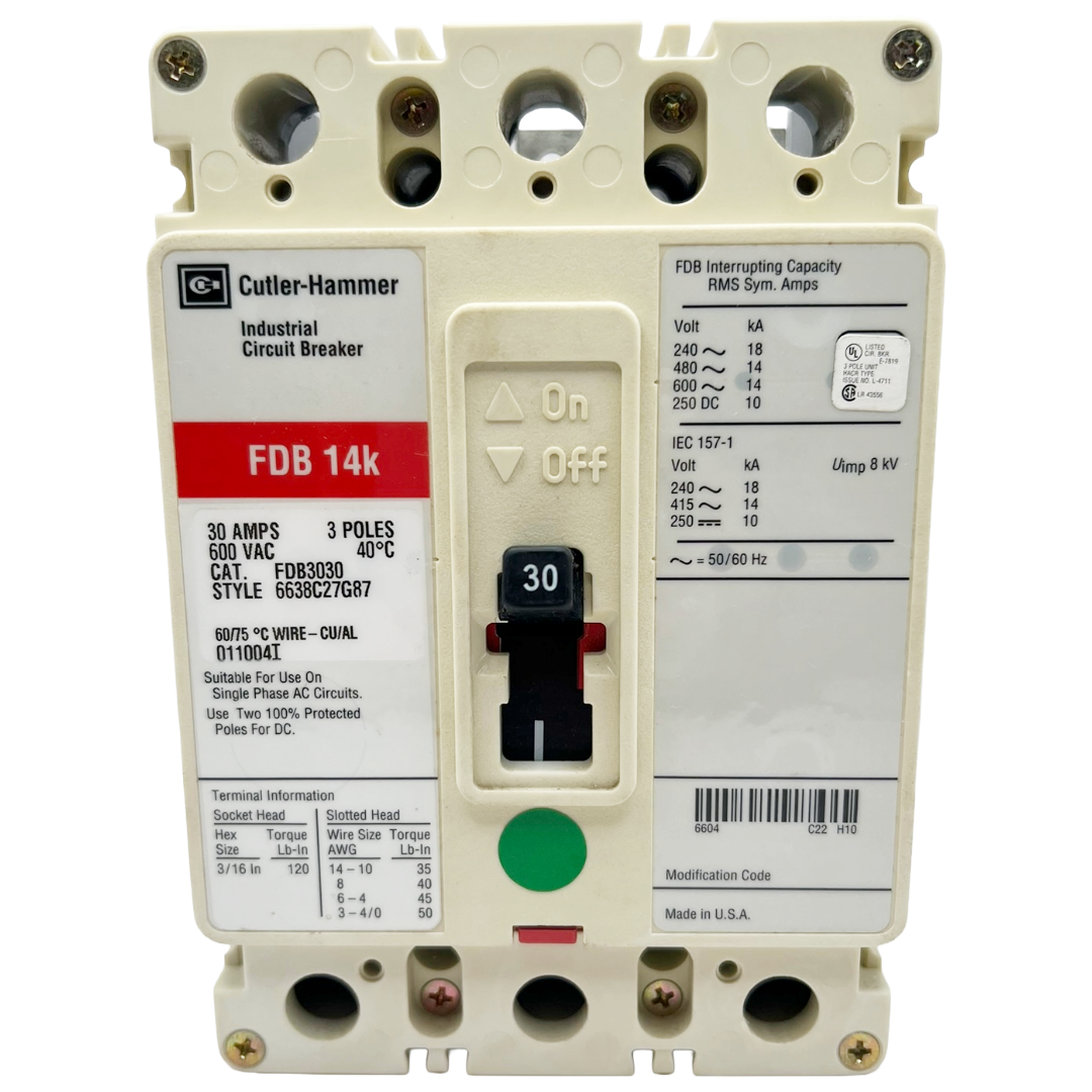 Cutler-Hammer industrial circuit breaker on a white background