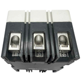 Three-phase electrical breaker on a white background