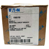 Cardboard box with Eaton industrial circuit breaker label