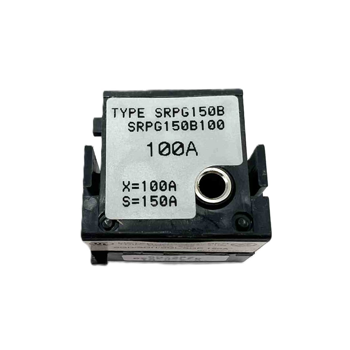 Electrical component with label on a white background