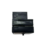 Black rating plug on a white background