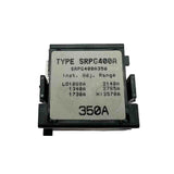 Electrical component with 'TYPE SRPG400A' label on a white background