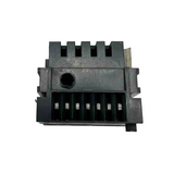 Black mechanical component on a white background
