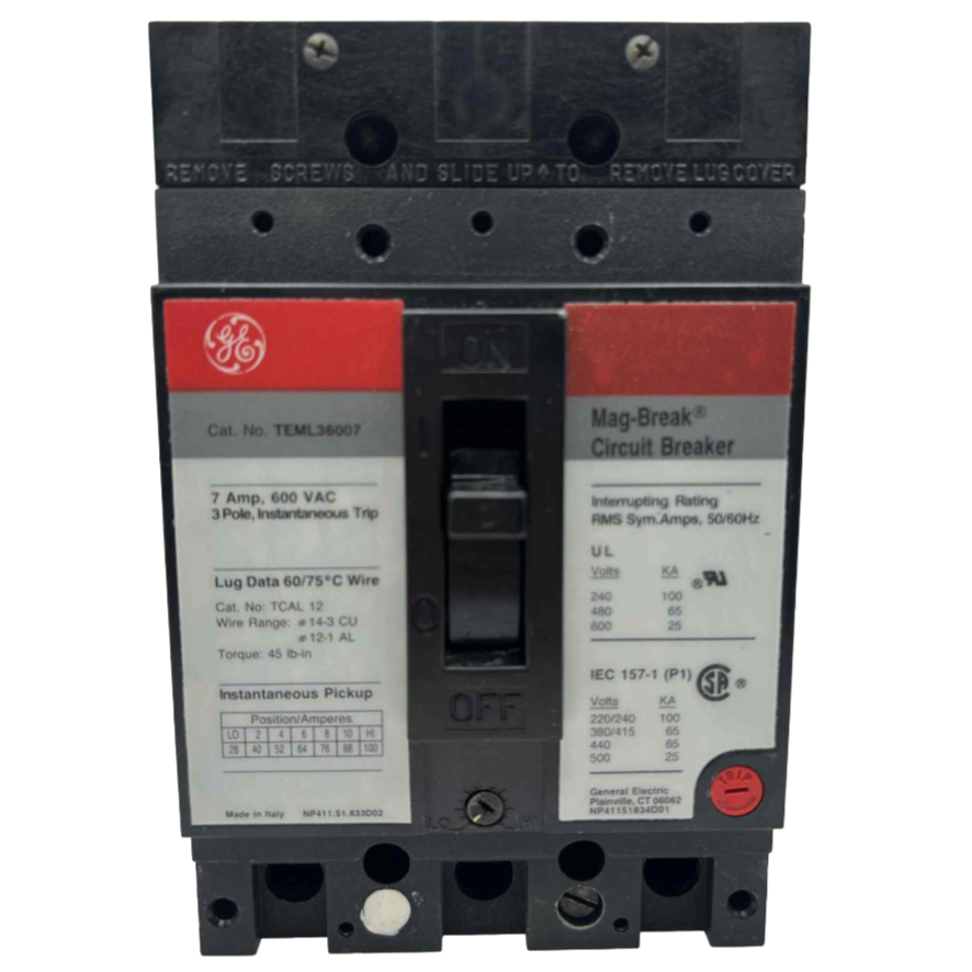 GE TEML 3 Pole, 7 Amp MAG-BREAK Circuit Breaker