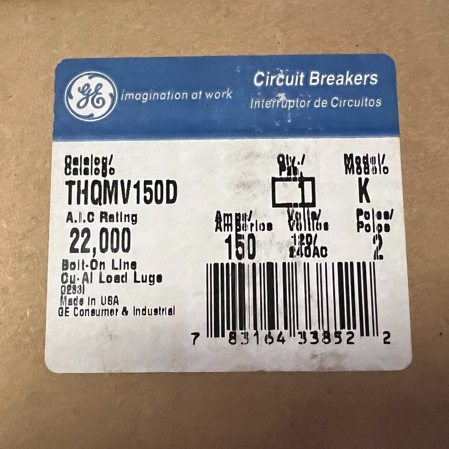 GE THQMV150D - 150 Amp Bolt-On Main Circuit Breaker