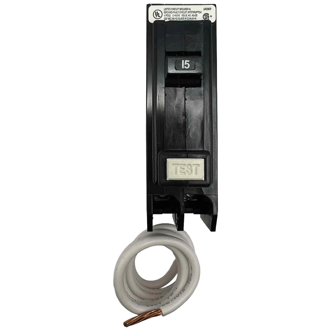 Electrical breaker with a coiled cable on a white background