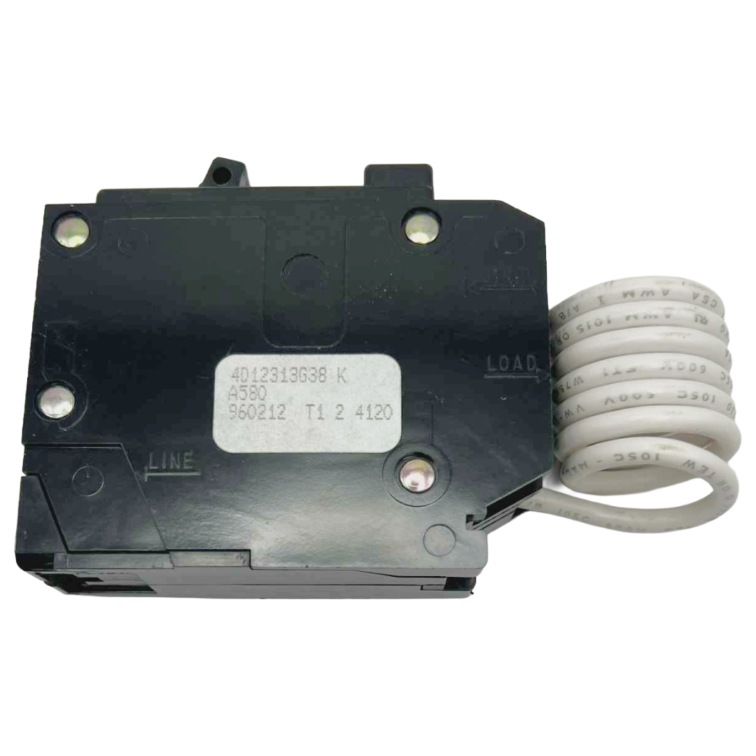 Electrical breaker with white wires on a white background