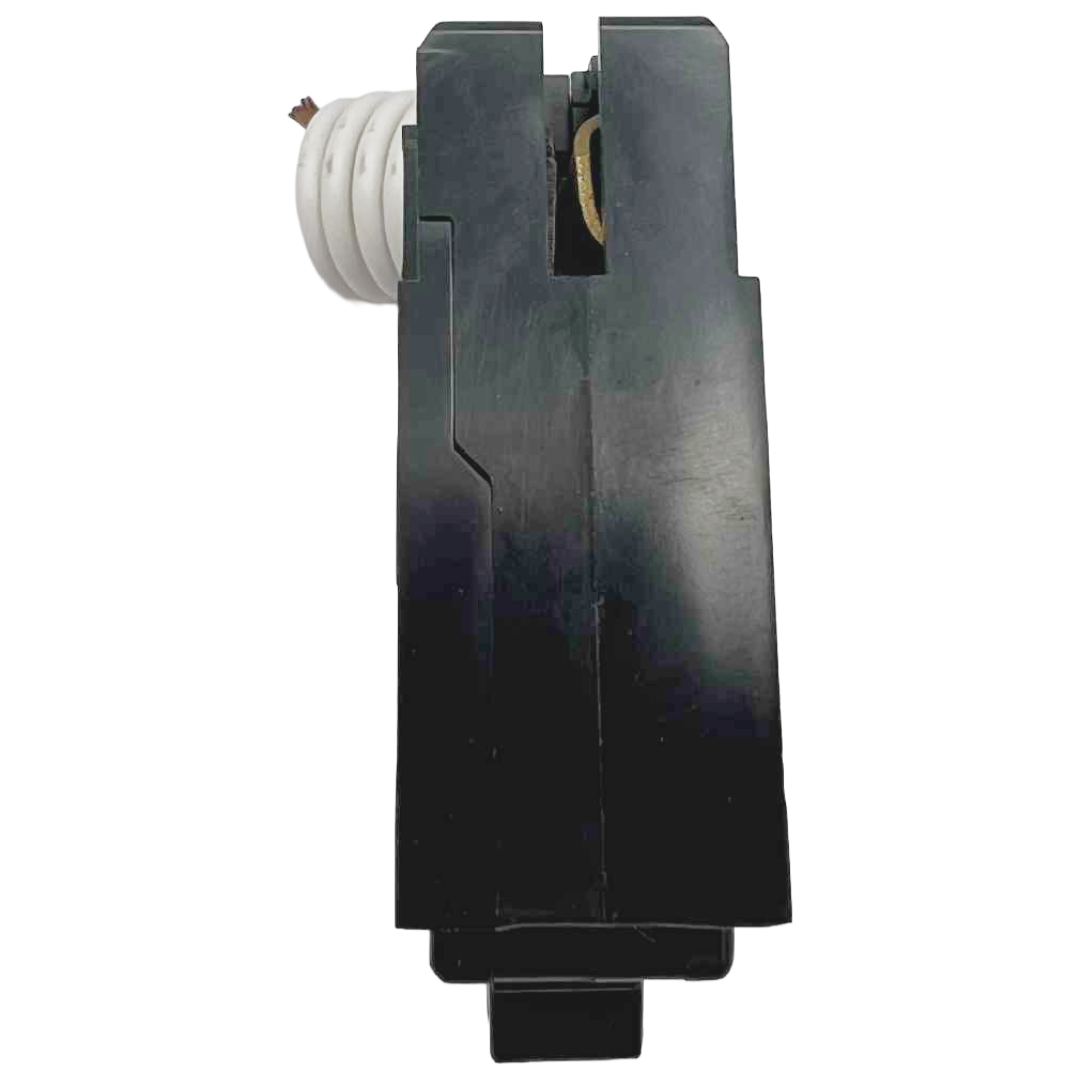 Black electrical component on a white background