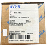 Eaton industrial circuit breaker packaging with label on cardboard box