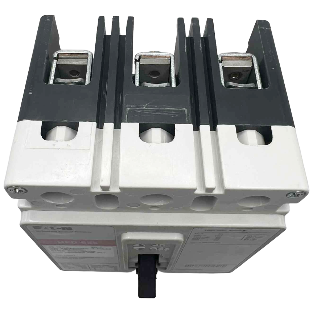 Electrical component with metallic and plastic parts on a white background