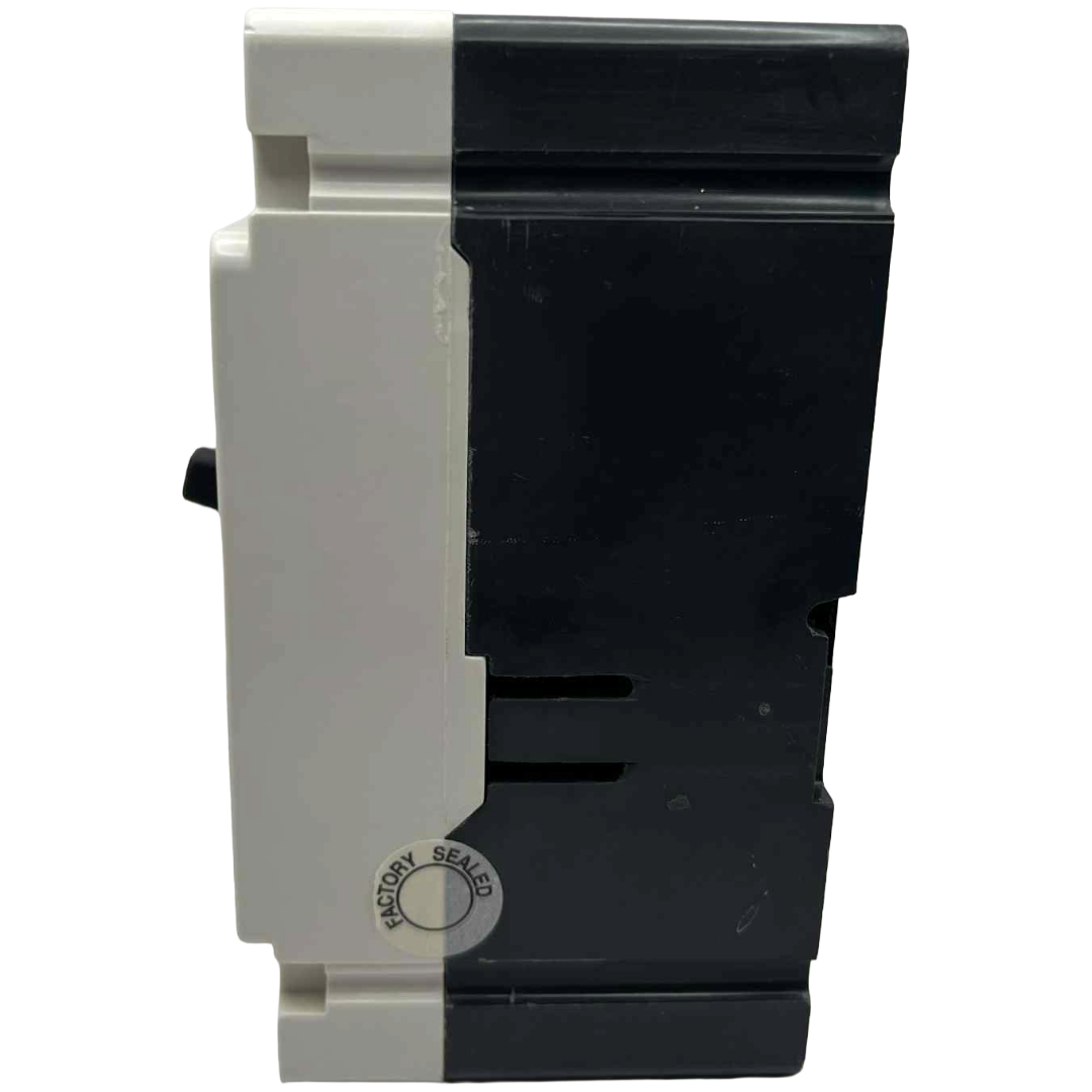 Electrical breaker with black and gray color scheme on a white background